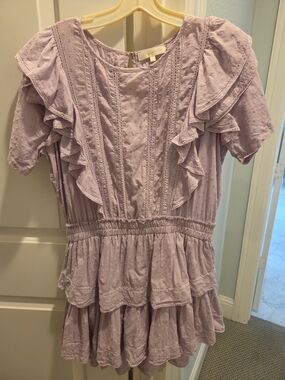 LoveShackFancy Pastel Lilac Smocked Waist Dress Sz Large